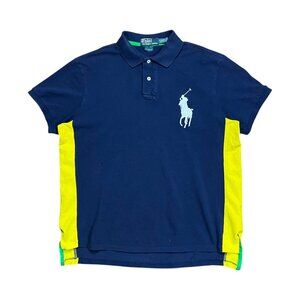 Vintage Polo Ralph Lauren Navy & Yellow Big Pony Polo Shirt - L